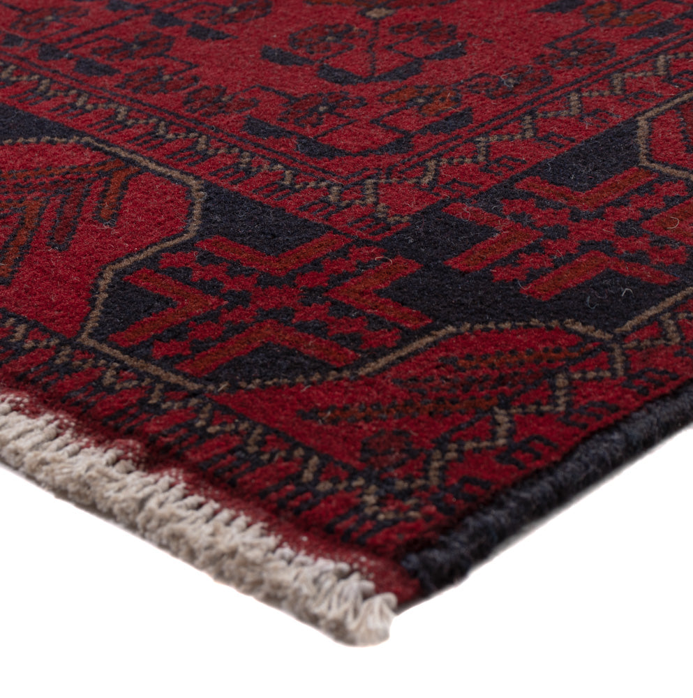 Läufer Afghan - Kunduz - 390 x 80 cm - dunkelrot