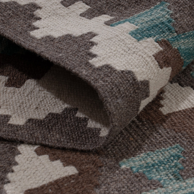 Läufer Kelim - Splash - 298 x 82 cm - dunkelgrün