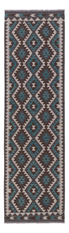 Kilim Maimana Tapis 83x303cm - Tapis en laine - vert foncé - Tapis de couloir / Vert foncé / 83 x 303 cm Tapis de couloir