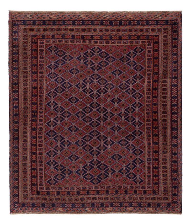 Kelim Teppich - Oriental quadratisch  - 183 x 157 cm - dunkelrot