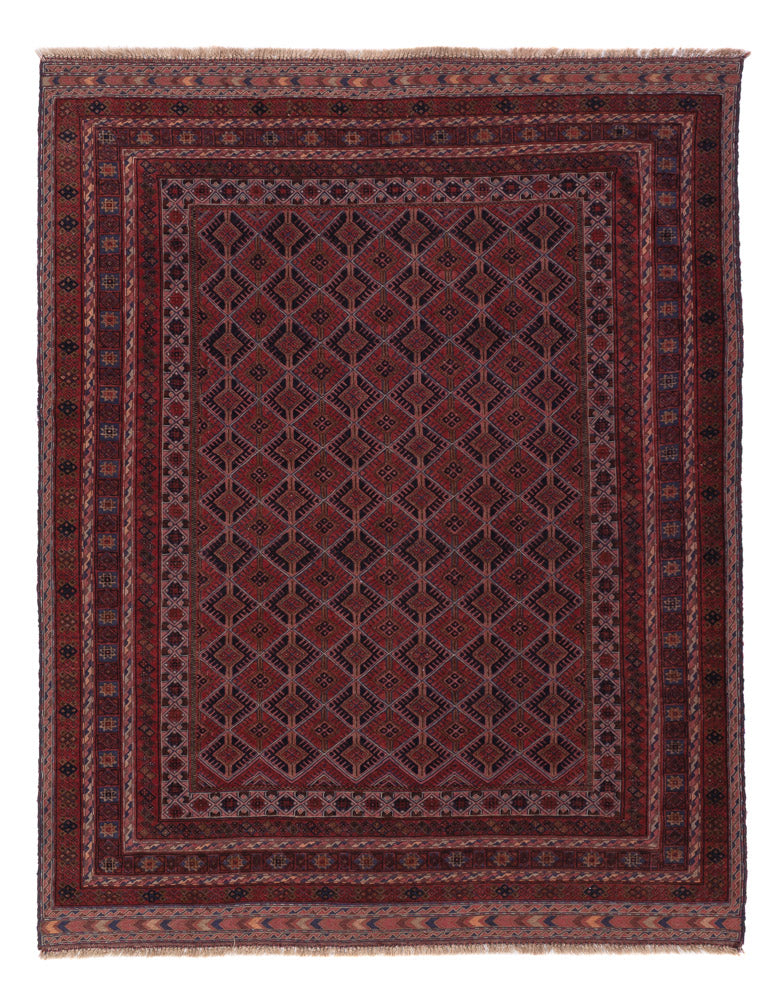 Kelim Teppich - Oriental - 196 x 159 cm - dunkelrot