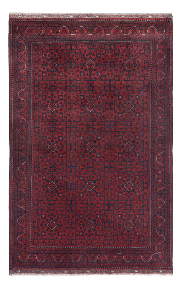 Tapis afghan - Kunduz - 307 x 197 cm - rouge foncé