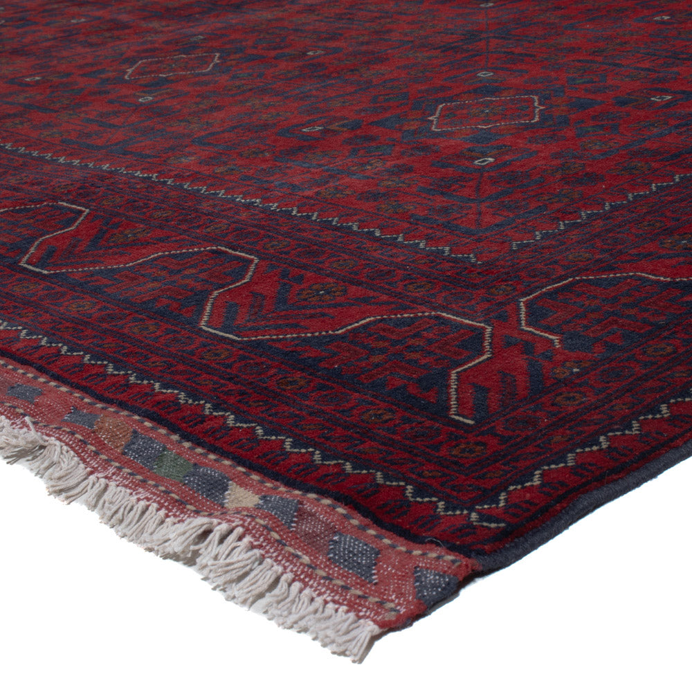 Tapis afghan - Kunduz - 307 x 197 cm - rouge foncé