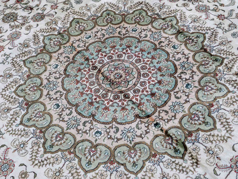 Tapis en soie - Soie chinoise ronde  - 303 x 303 cm - beige