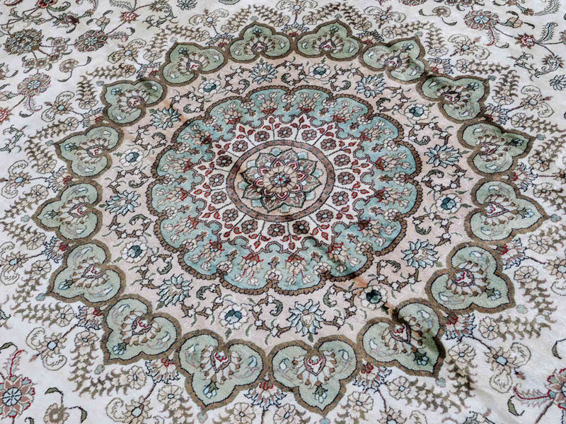 Tapis en soie - Soie chinoise ronde  - 303 x 303 cm - beige