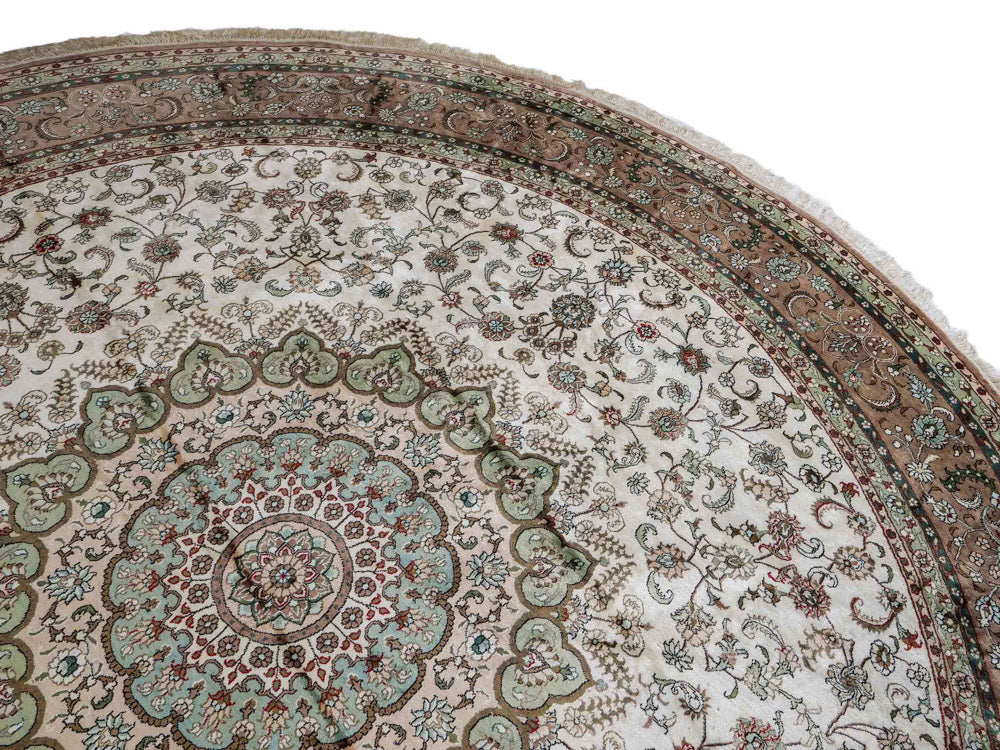 Tapis en soie - Soie chinoise ronde  - 303 x 303 cm - beige