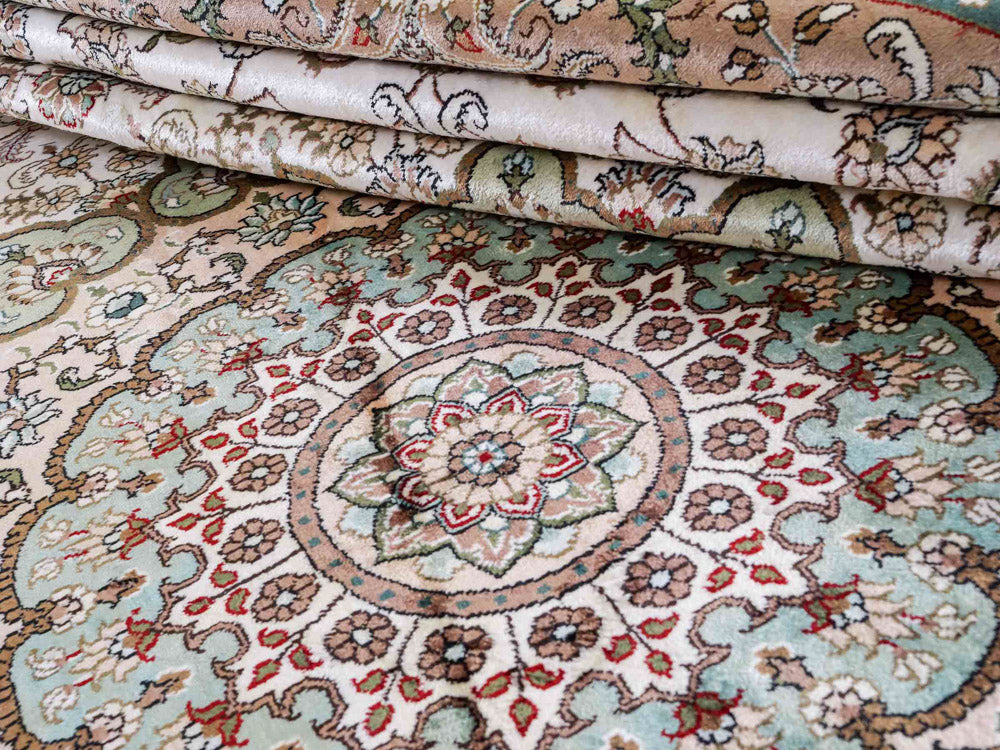 Tapis en soie - Soie chinoise ronde  - 303 x 303 cm - beige