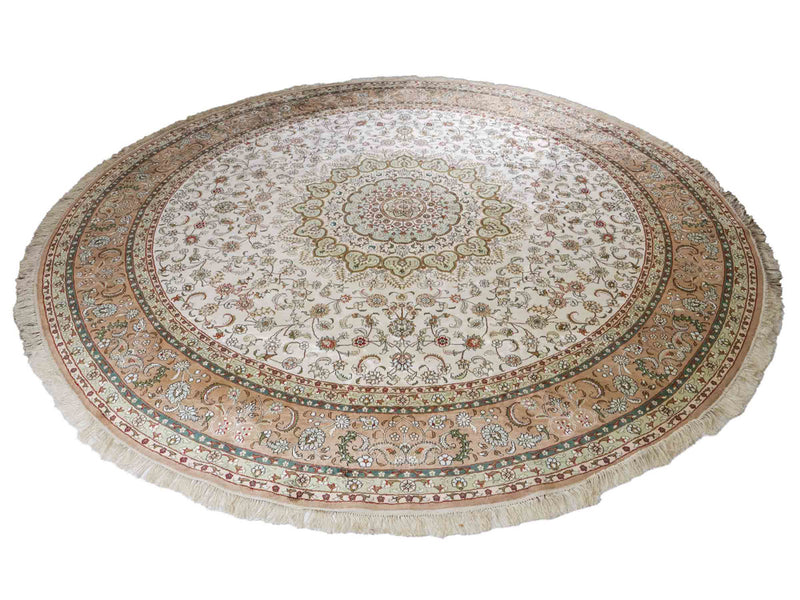Tapis en soie - Soie chinoise ronde  - 303 x 303 cm - beige
