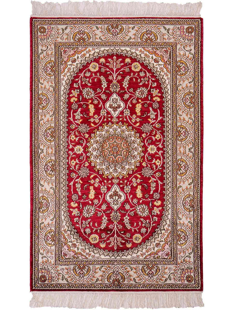 Tapis en soie - Soie chinoise - 120 x 75 cm - rouge