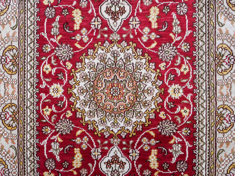 Tapis en soie - Soie chinoise - 120 x 75 cm - rouge