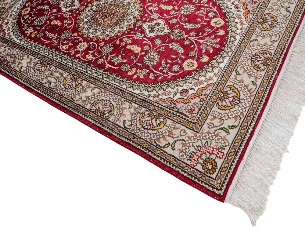 Tapis en soie - Soie chinoise - 120 x 75 cm - rouge