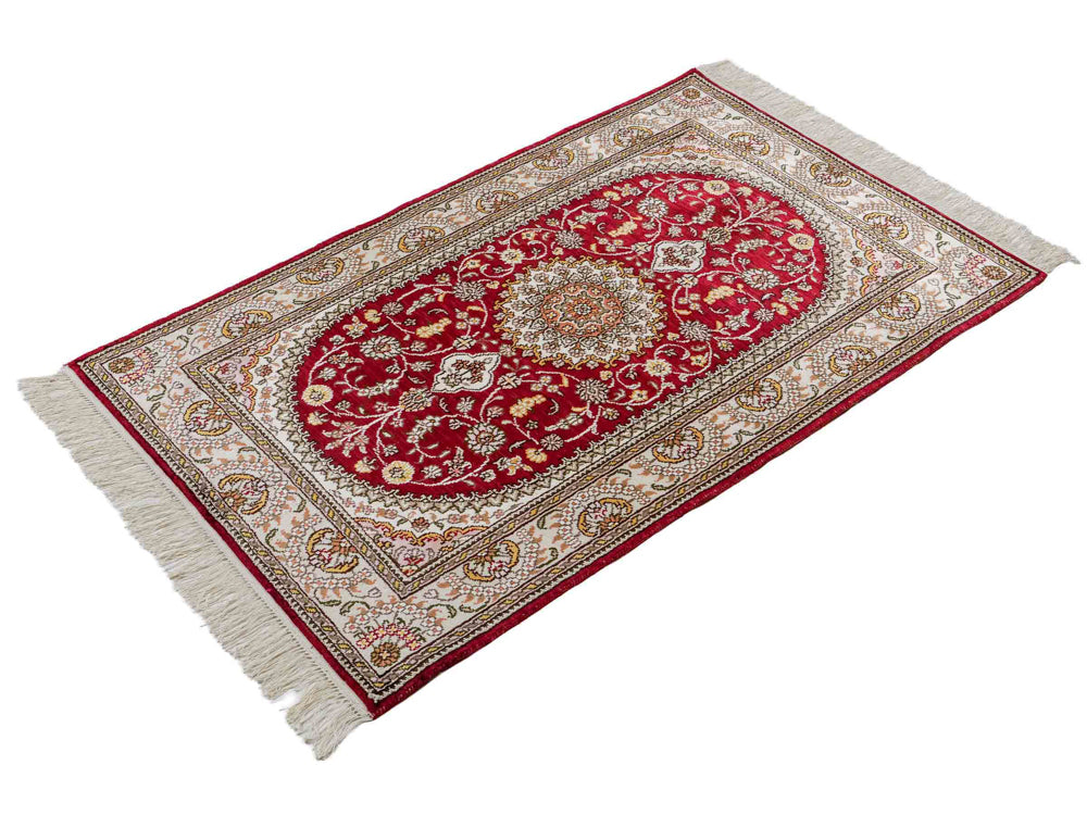 Tapis en soie - Soie chinoise - 120 x 75 cm - rouge