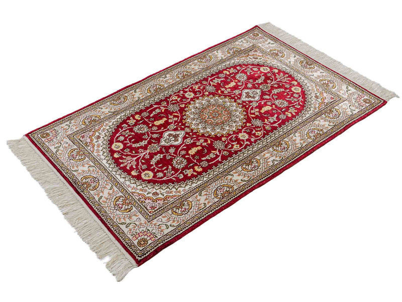 Tapis en soie - Soie chinoise - 120 x 75 cm - rouge