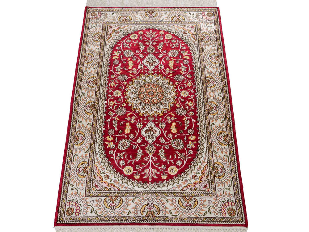 Tapis en soie - Soie chinoise - 120 x 75 cm - rouge