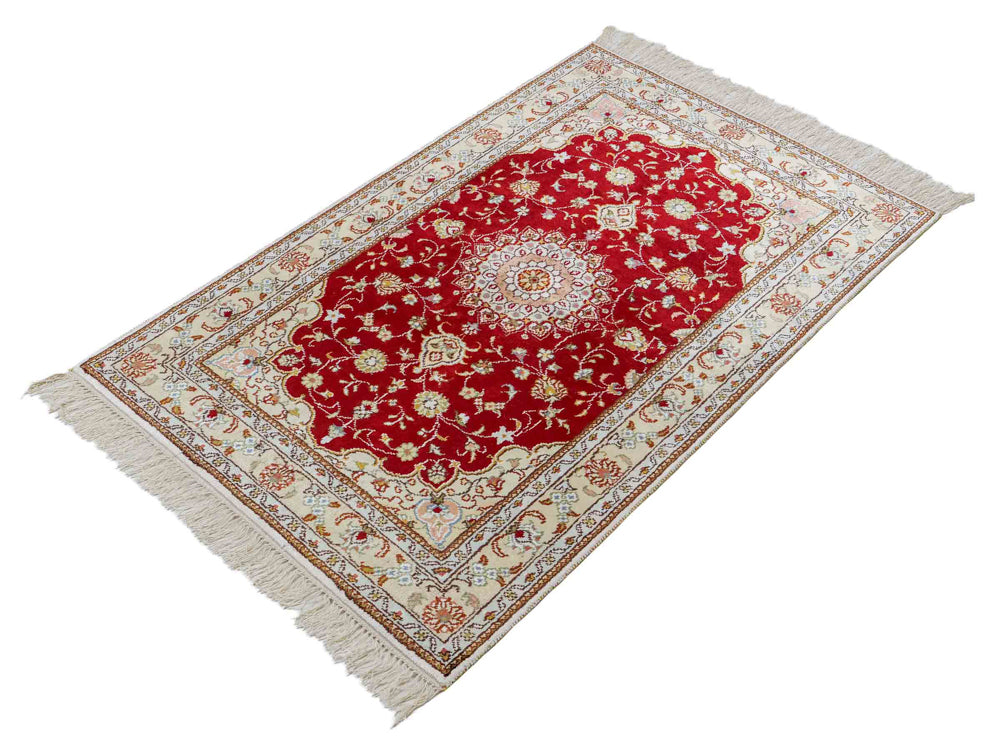 Tappeto di seta - seta cinese - 120 x 77 cm - rosso