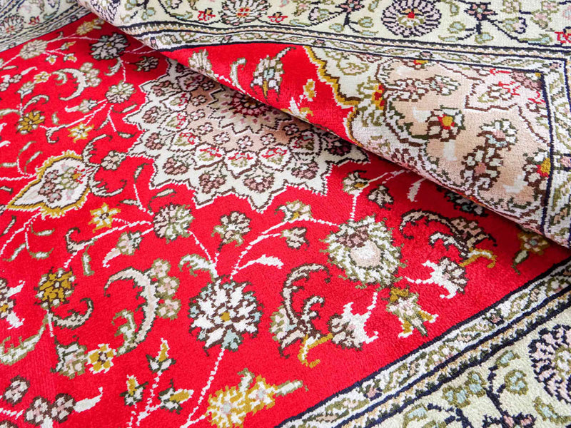 Tapis en soie - Soie chinoise - 122 x 78 cm - rouge