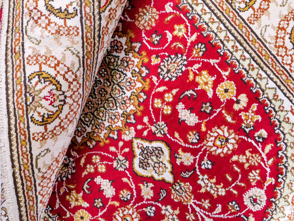 Tappeto di seta - seta cinese - 122 x 81 cm - rosso