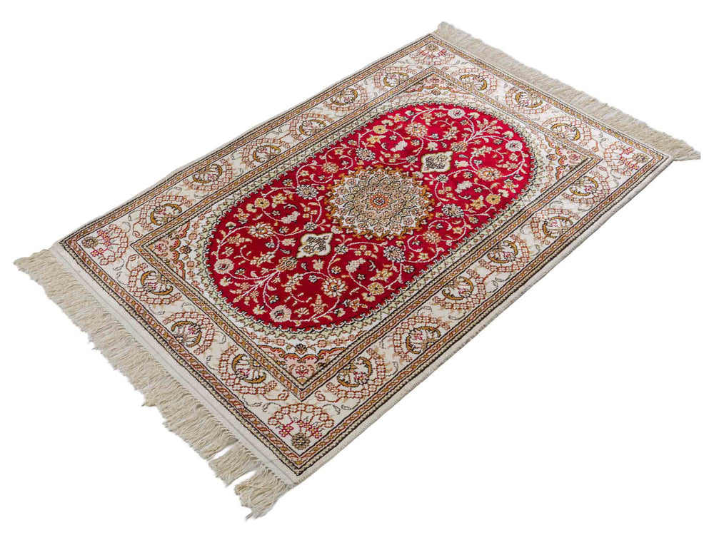 Tappeto di seta - seta cinese - 122 x 81 cm - rosso