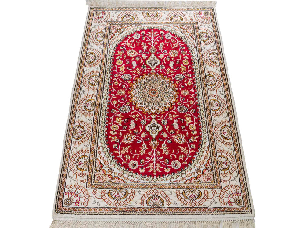 Tappeto di seta - seta cinese - 122 x 81 cm - rosso