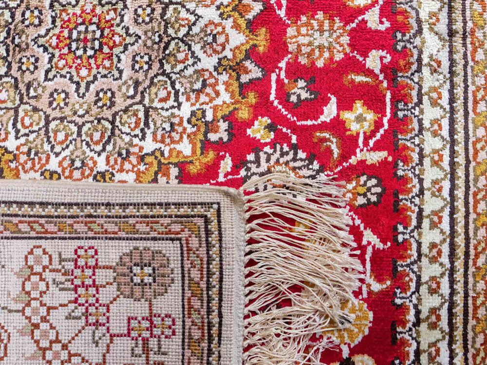 Tappeto di seta - seta cinese - 122 x 81 cm - rosso