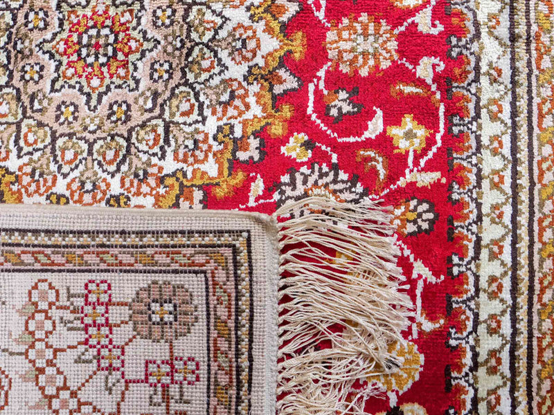 Tappeto di seta - seta cinese - 122 x 81 cm - rosso