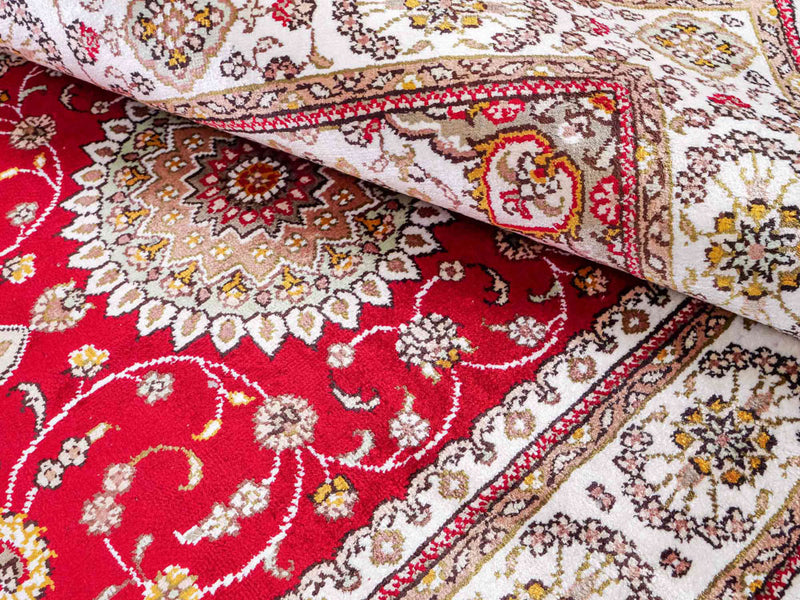 Tappeto di seta - seta cinese - 120 x 77 cm - rosso