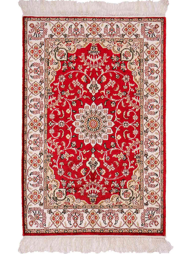 Tapis en soie - Soie chinoise - 91 x 62 cm - rouge