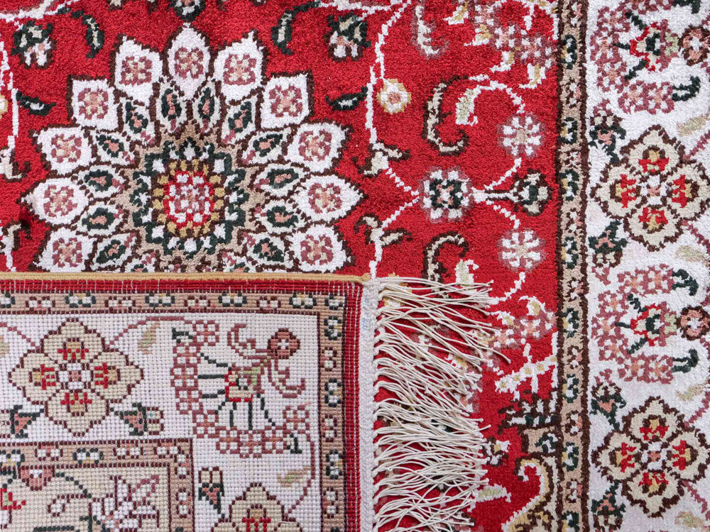 Tappeto di seta - seta cinese - 91 x 62 cm - rosso