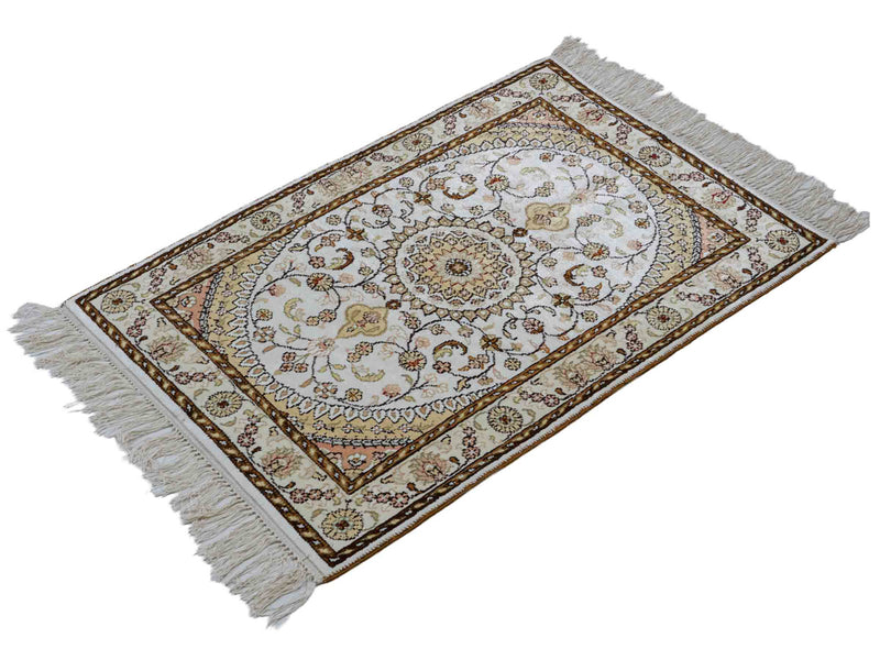Tapis en soie - Soie chinoise - 89 x 61 cm - crème