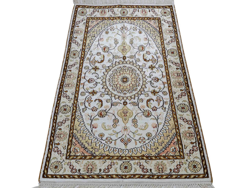 Tapis en soie - Soie chinoise - 89 x 61 cm - crème
