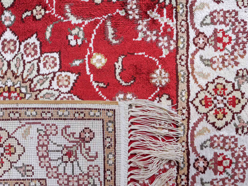 Tappeto di seta - seta cinese - 89 x 61 cm - rosso