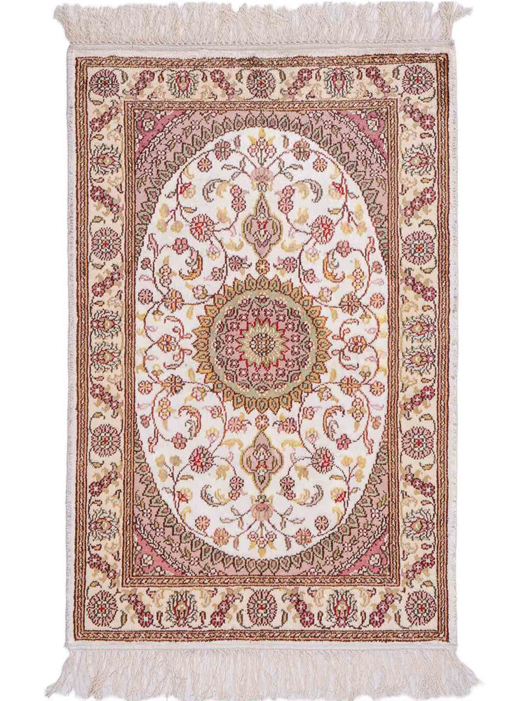 Tapis en soie - Soie chinoise - 90 x 59 cm - crème