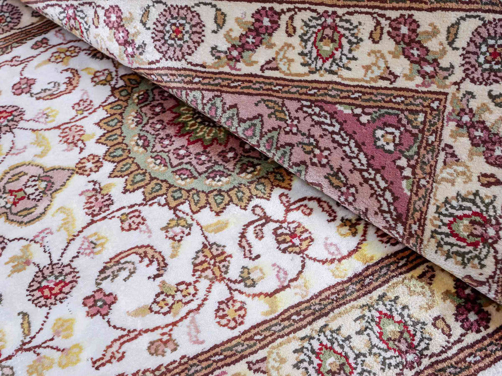 Tapis en soie - Soie chinoise - 90 x 59 cm - crème