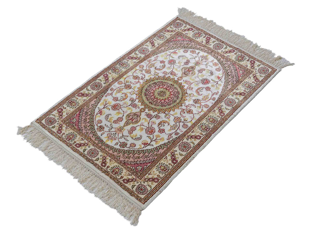 Tapis en soie - Soie chinoise - 90 x 59 cm - crème