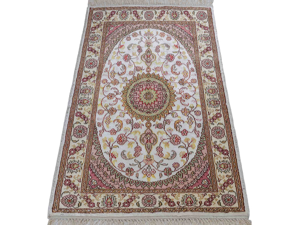 Tapis en soie - Soie chinoise - 90 x 59 cm - crème