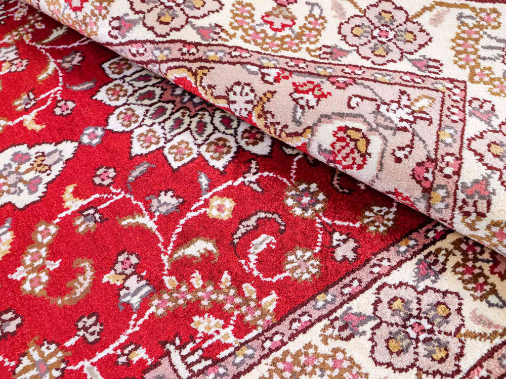 Tappeto di seta - seta cinese - 91 x 60 cm - rosso