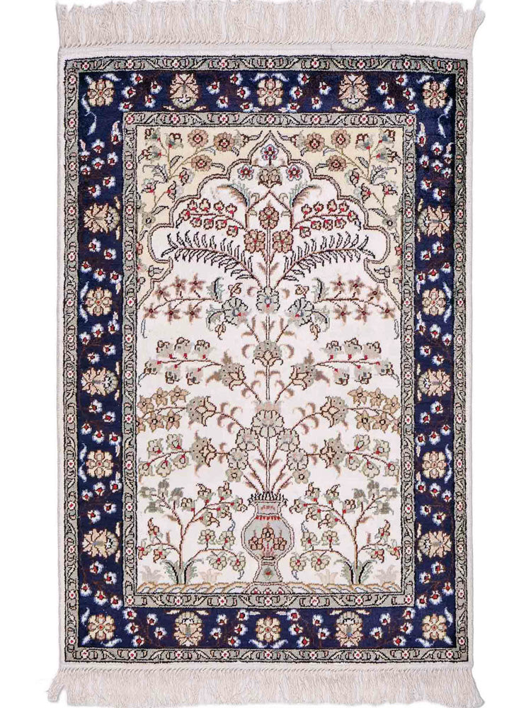 Tapis en soie - Soie chinoise - 90 x 62 cm - crème