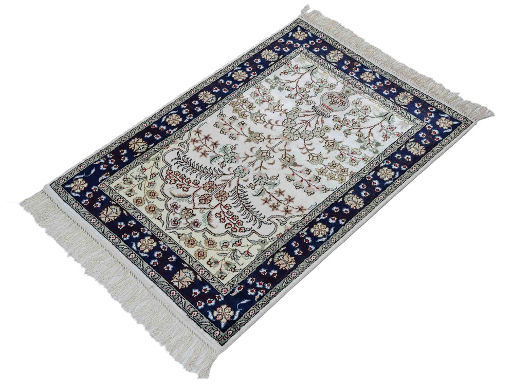 Tapis en soie - Soie chinoise - 90 x 62 cm - crème