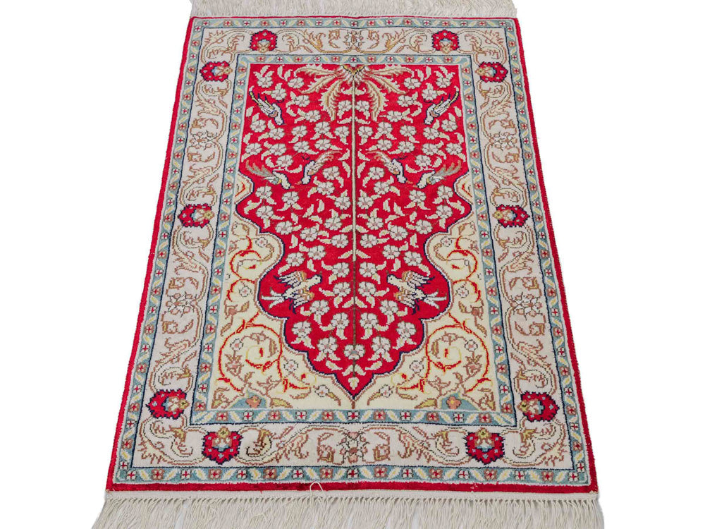 Tapis en soie - Soie chinoise - 89 x 58 cm - rouge clair