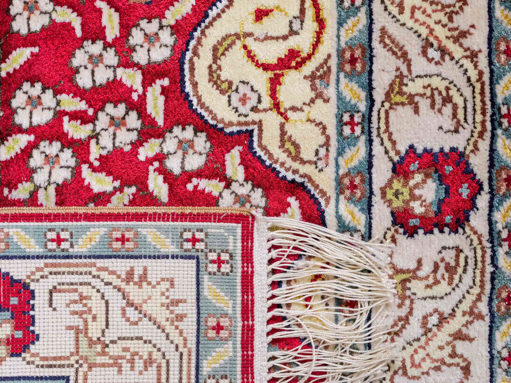 Tapis en soie - Soie chinoise - 89 x 58 cm - rouge clair