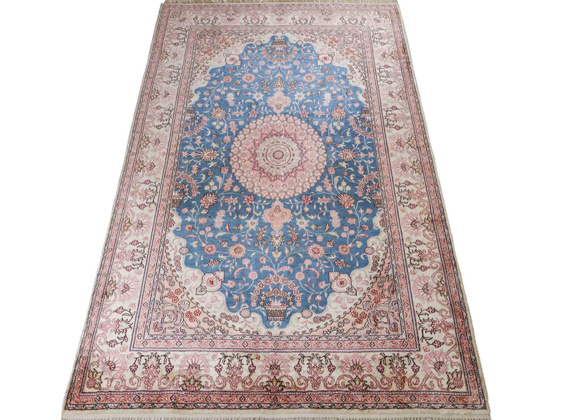 Seidenteppich - China Seide - 192 x 123 cm - blau