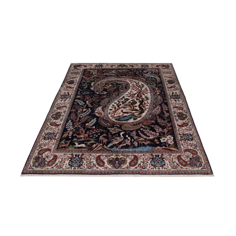 Perserteppich - Ghom - 195 x 140 cm - dunkelblau