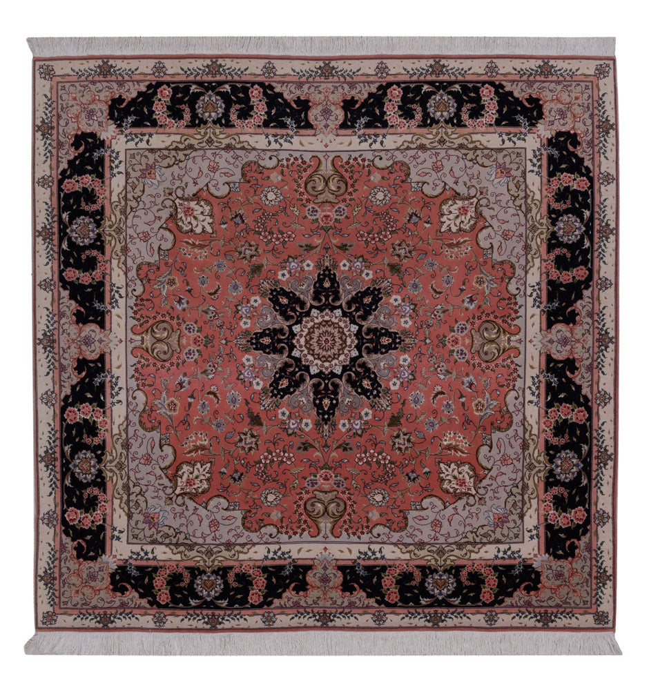 Tappeto Persero - Tabriz - Reale quadrato  - 199 x 198 cm - salmone