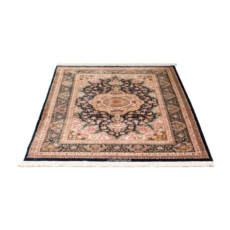 Seidenteppich - Ghom Seide - Premium - 152 x 102 cm - dunkelblau