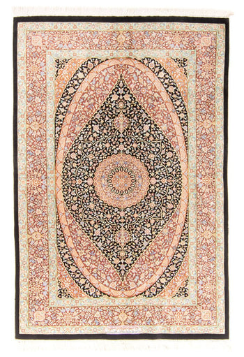 Seidenteppich - Ghom Seide - Premium - 154 x 101 cm - dunkelblau