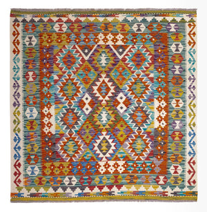 Kelim Teppich - Splash quadratisch  - 153 x 152 cm - mehrfarbig