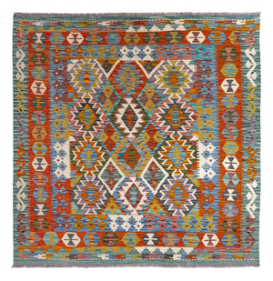 Kelim Teppich - Splash quadratisch  - 154 x 152 cm - mehrfarbig