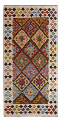 Tapis de couloir Tapis Kelim - Splash - 199 x 101 cm - multicolore