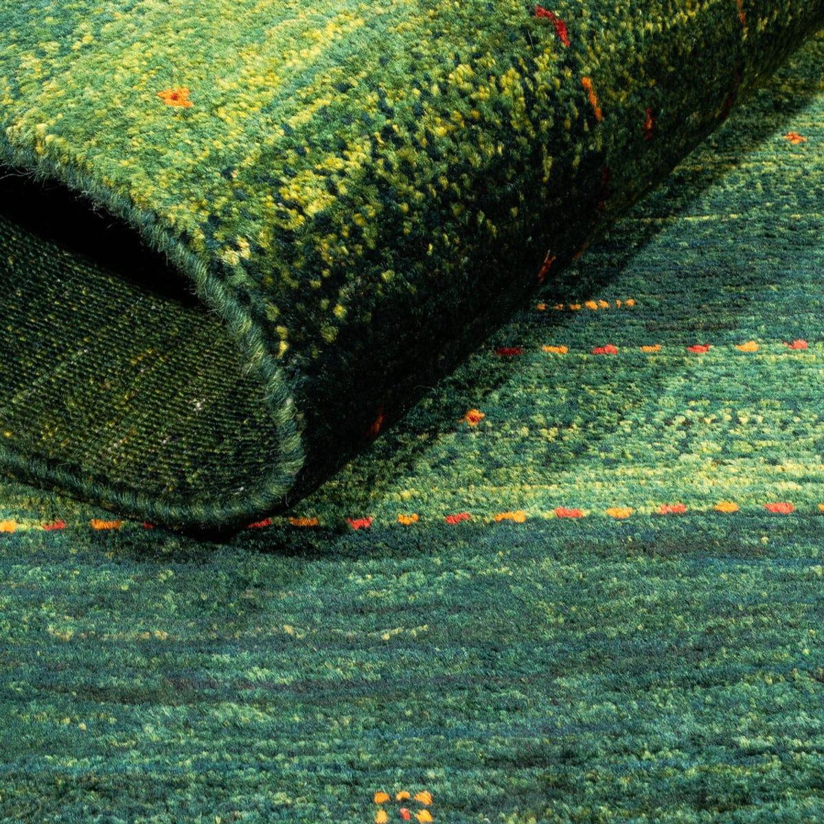 Gabbeh Teppich - Loribaft Perser - 134 x 85 cm - grün