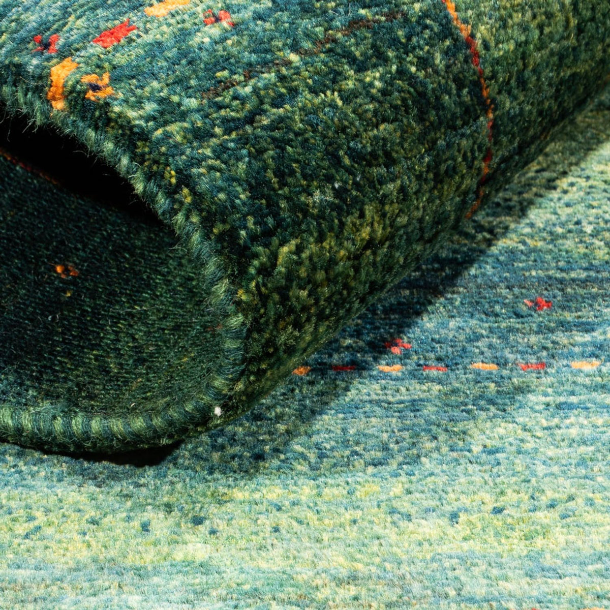 Gabbeh Teppich - Loribaft Perser - 135 x 83 cm - grün